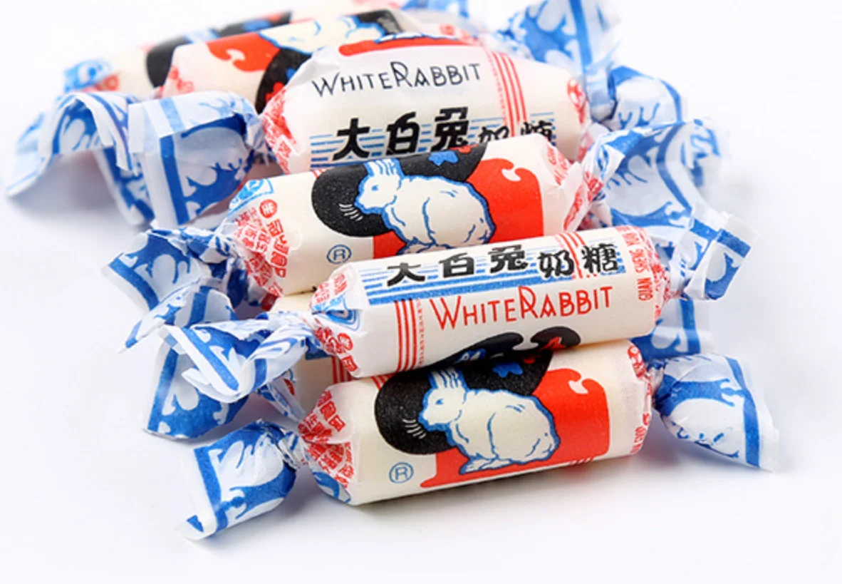 White rabbit plain, yogurt, chocolate milk candy nostalgic ready-to-eat snacks