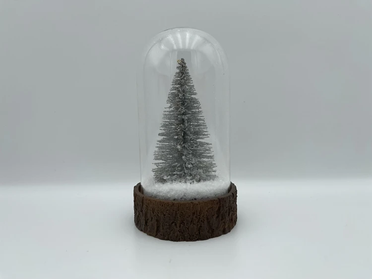 White Christmas Tree LED glass dome Christmas gift home decoration For Sale