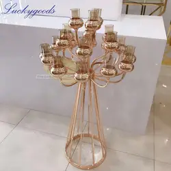 LG20181227-6 new product 21 arms decoration crystal candelabra wedding table centerpiece glass candle holder