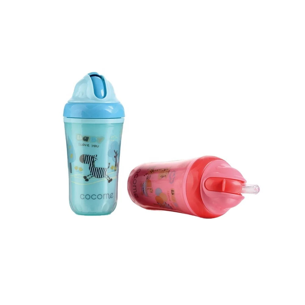 
Ningbo Longwell Plastic Sports Baby Bottles Water Milk With Straw Cartoon Printed Custom Training Cup OEM/ODM Drinking Bottle 