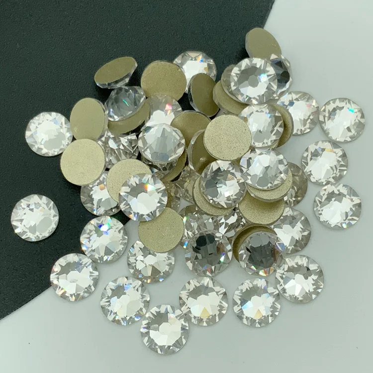 Fast Shipping trendy 16 Cuts Flatback Non Hotfix Rhinestone Glass Gold Base for rhinestone hoodie