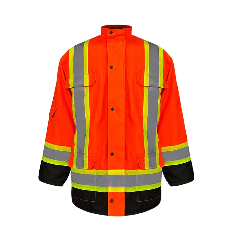 HCSP Back Cross Reflective Tape Warm Safety Reflective Red Jacket