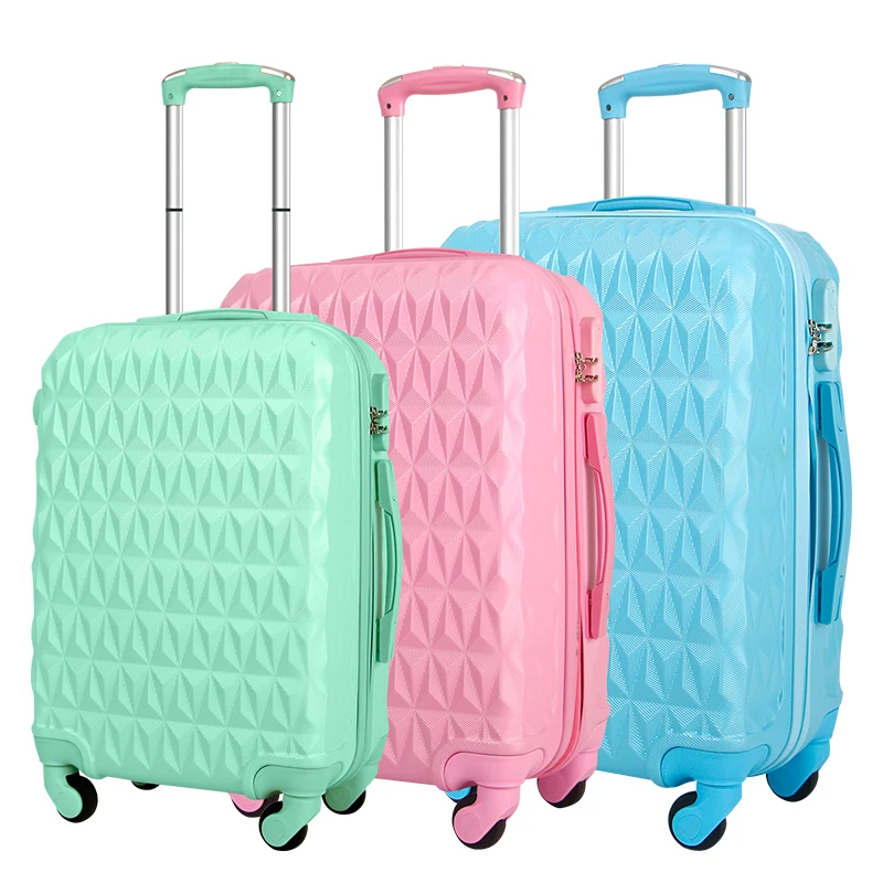 Popular Large Trolley Suitcase Durable Plastic Light Weight Pink Luggage Sets