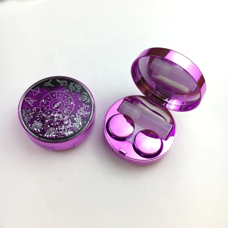 mirror styles luxury  quicksand bling style contact lenses case for contact lens accept LOGO printing A-8080