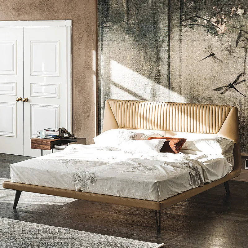 
HB92 modern luxury design simple 3 4 5 star hotel room furniture double leather beds set 6 by 7 