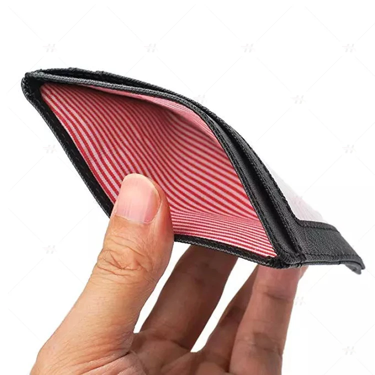 Genuine Cowhide Leather Slim Credit Card Wallet Black RFID Men Magnet Case for iPhone 12