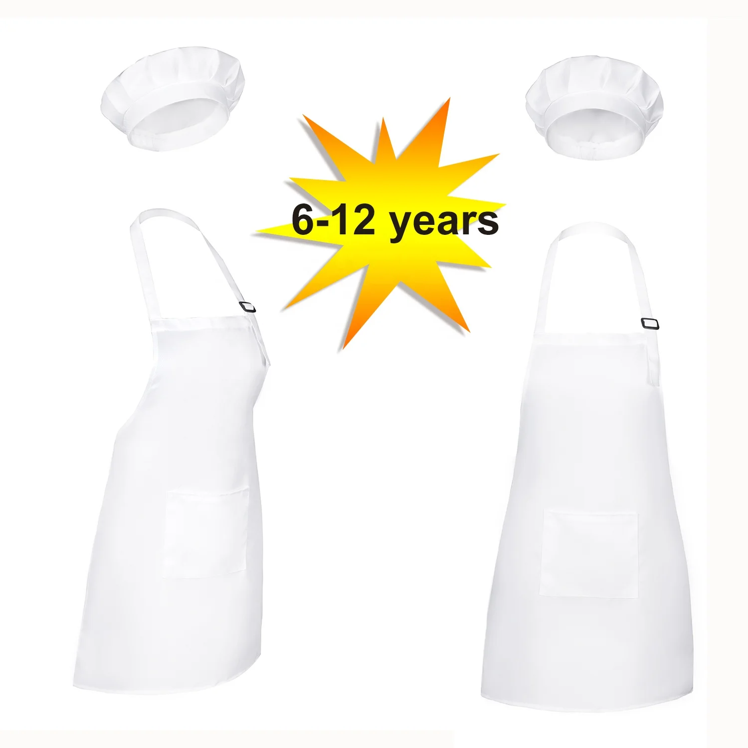 Wholesale Sublimation Kids Apron And Chef Hat Painting Custom Logo Kitchen Kids Apron Set