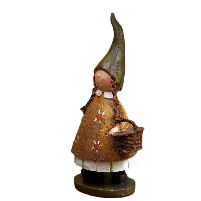 Resin Handicrafts Home Decor Resin Statue Basket Flower Girl Statue Forest Girl Resin Home Decoration Ornament Statue Gift