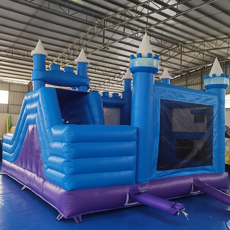 Cheap combo bounce house wet dry jumping castle with slide and pool frozen elsa inflatable bouncer