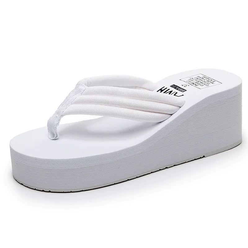 Y2K Sandalias de Mujer Lady Female Chunky Thick Bottom TPR Thongs Pure Color Wedge Beach Women Flip Flops for Lady Female