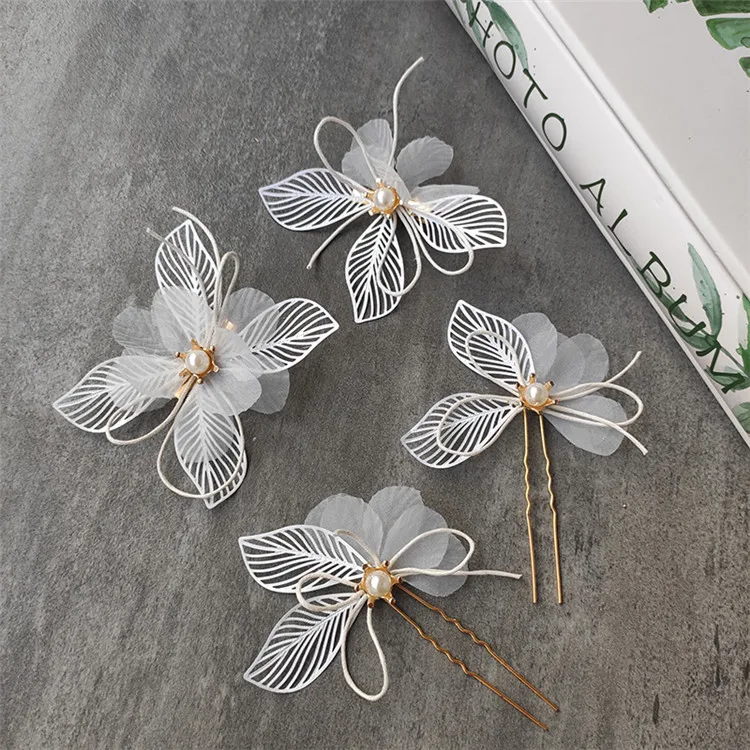 
bridal hair accessories bride tiara embellished leaf hairpin hair pin set wedding dress edge clip hair accessories 