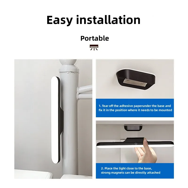 Magnetic Desk Lamp Hanging Wireless Touch for Study Reading Stepless Dimming Usb Led Night Light Table Lamp Battery Plastic ABS