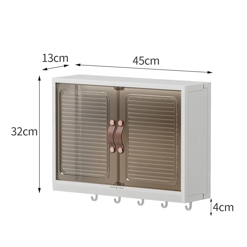 XJH Wall Mounted PP Storage Cabinet for Bathrooms Non-Perforated Magnetic Absorption Dust-Proof Rack for Sundries