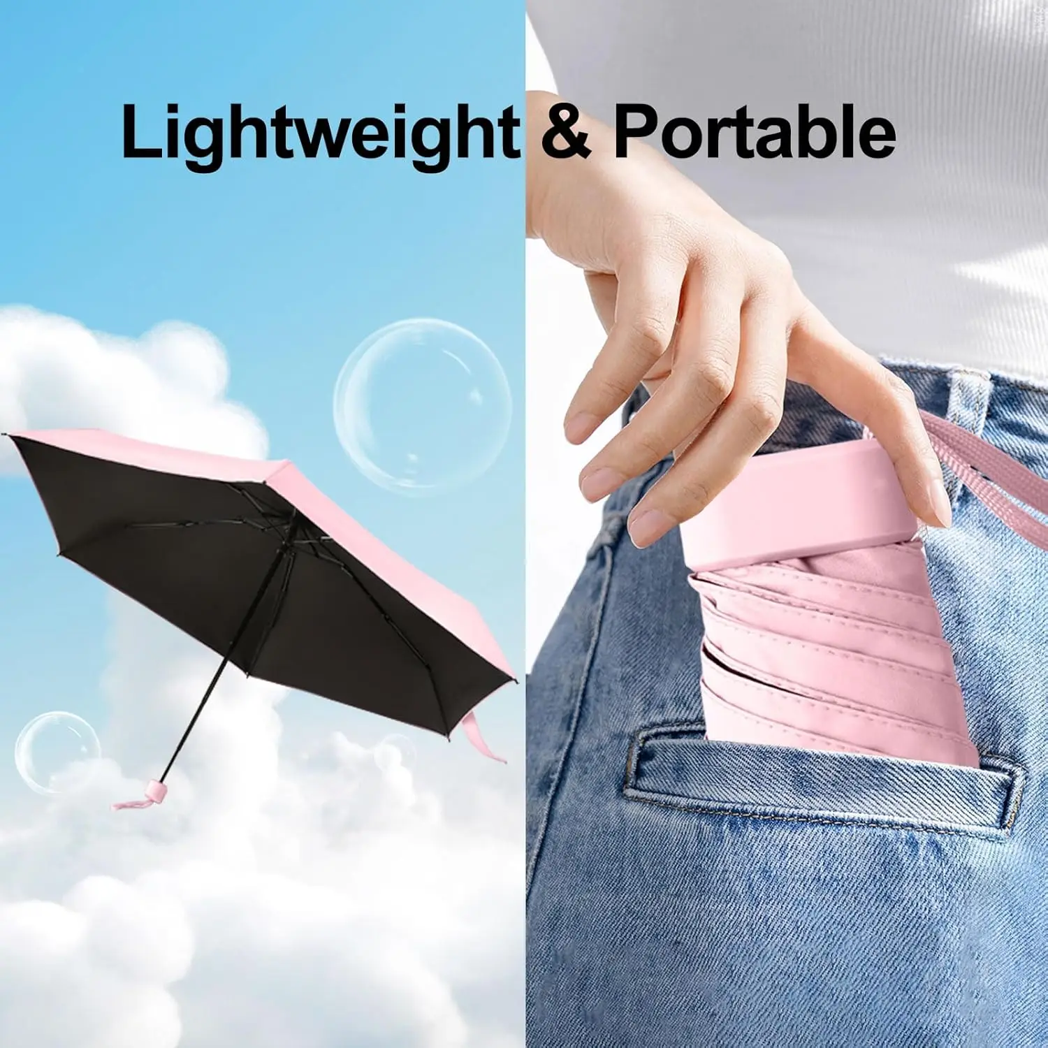 Lightweight Folding Compact Travel Small Mini Umbrella for Kids Sombrilla 8 Ribs Design Pocket Korean Umbrella Uv Protection