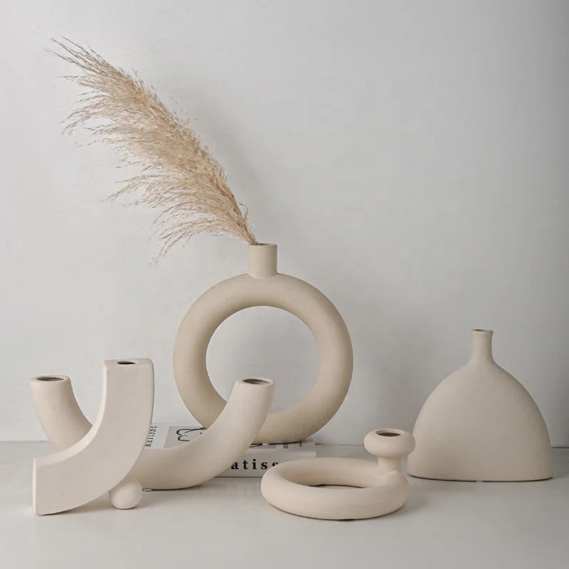 Morden  Home Decoration Dried Flower Vase Arrangement Ceramic Vase Fancy Creative Nordic Style Vases