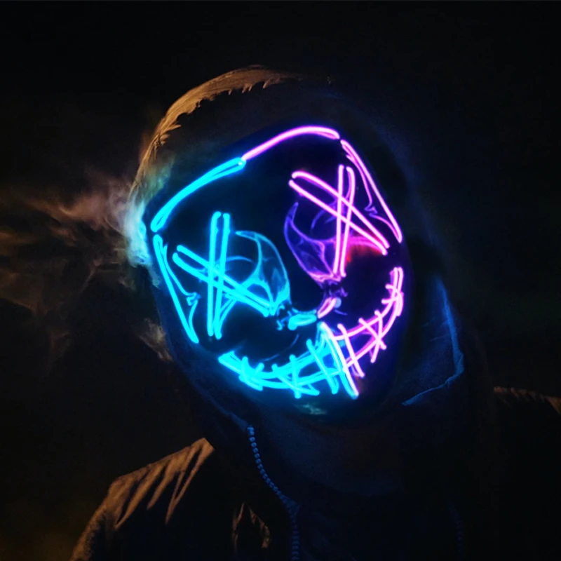 led light up mask for Halloween Festival party 2 colors mask with 3 light modes Halloween purge mask