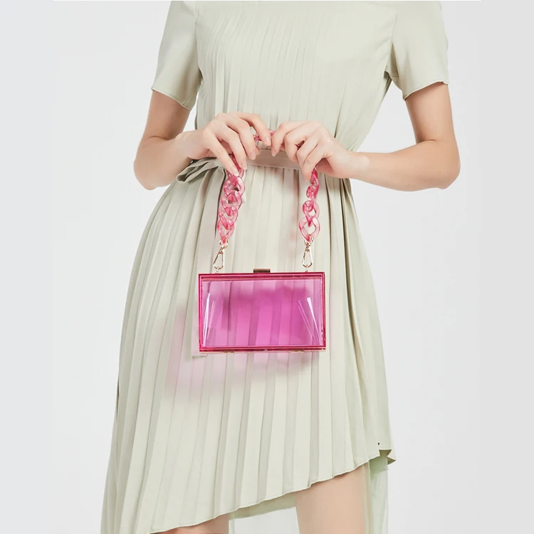 
2020 Wholesale trendy Multi colors two shoulder belt high quality clear acrylic ladies clutch evening bag 
