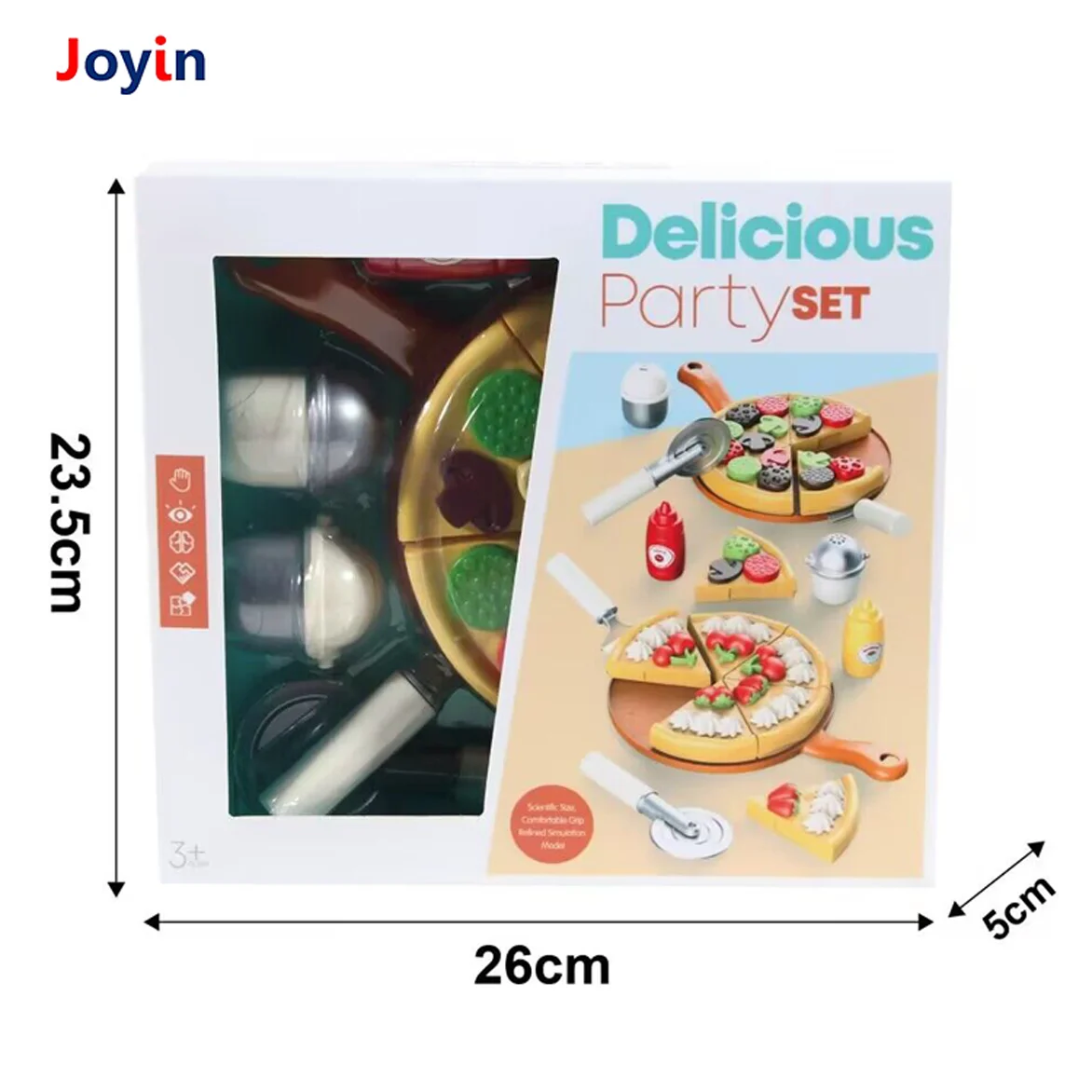 Pretend Play Pizza Set with Plates and Pizza Cutting Accessories for Kids Cooking Fun