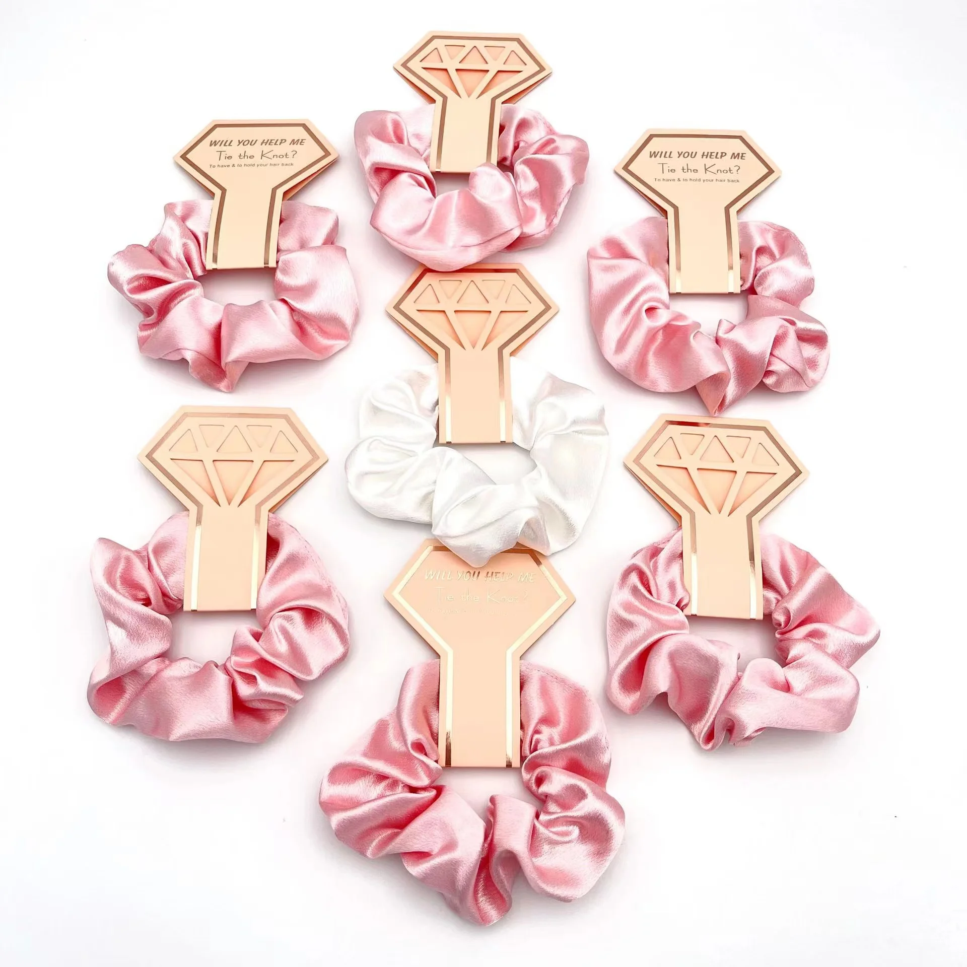 Wholesale Women Solid Color Satin Silk Hair Tie Elastic Scrunchies Ponytail Holder Hair Rope Rings Hair Accessory bridesmaid gif