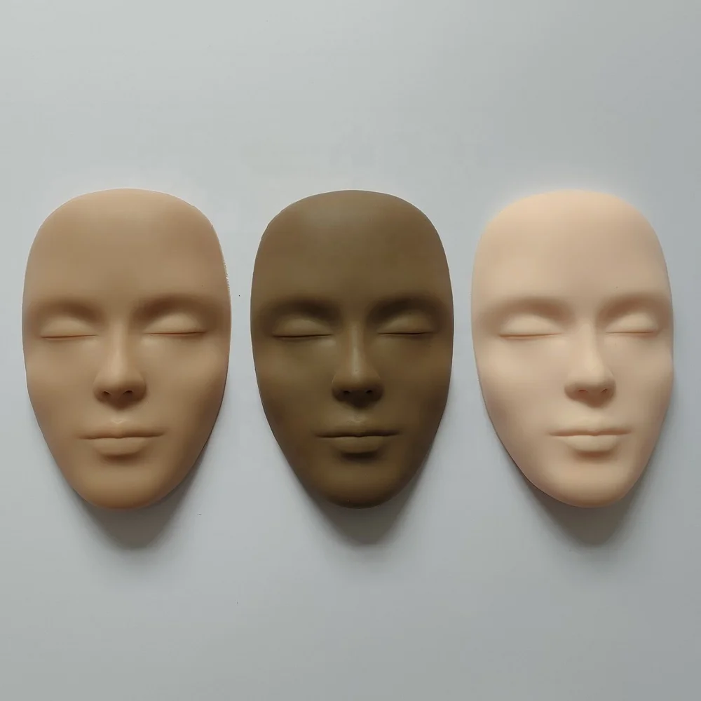 Hot Selling Permanent Makeup Tattoo Training Pad Microblading Realistic Full Face 3D Silicone Makeup Practice Face Practice Skin