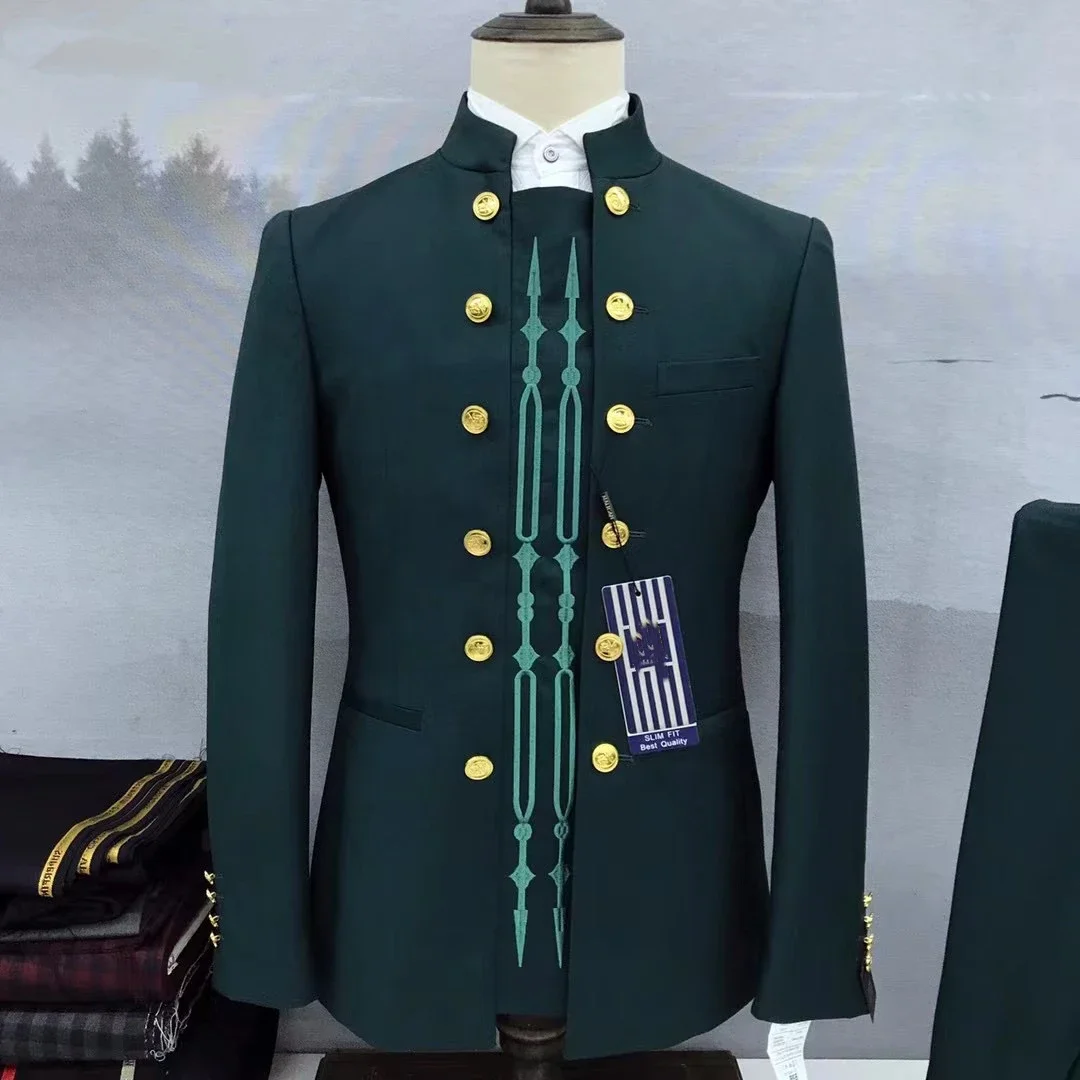 Ready to Ship White Embroidered Men Suits Fashion Wedding Business Party 2 Piece Suit Set for Men Tuxedo Suits