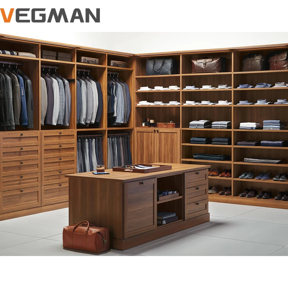 Solid Wood Luxury Open Wardrobe Home Bedroom Modern Simple Clothes Custom Cabinet