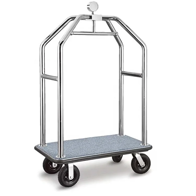 Hospitality Supplies Golden Steel Bird Cage Luggage Carrier Trolley Hotel Bellman Crown Luggage Cart