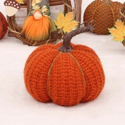 Fabric Pumpkins for Decorating Halloween Thanksgiving Fake Knitted Fabric Pumpkin Desktop Window Decorations H0461
