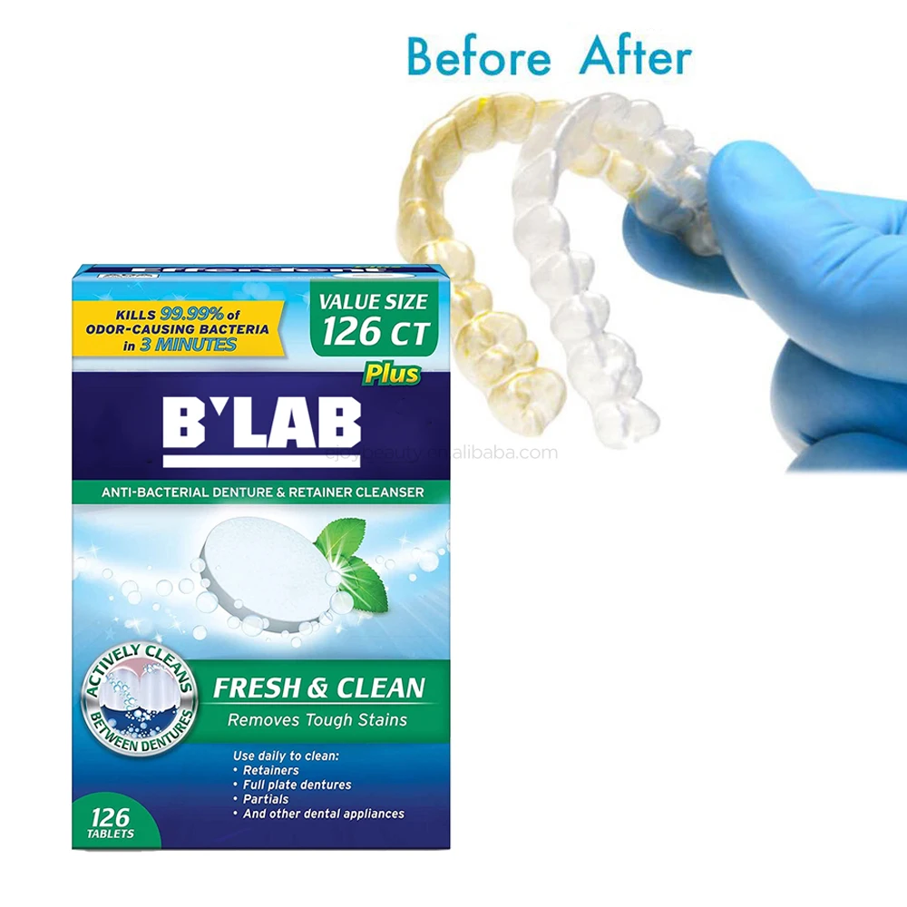 Private Label Mouth Washing  Effervescent Whitening  Denture Cleansing Retainer Aligners Mouth Guards Denture Cleaning Tablets