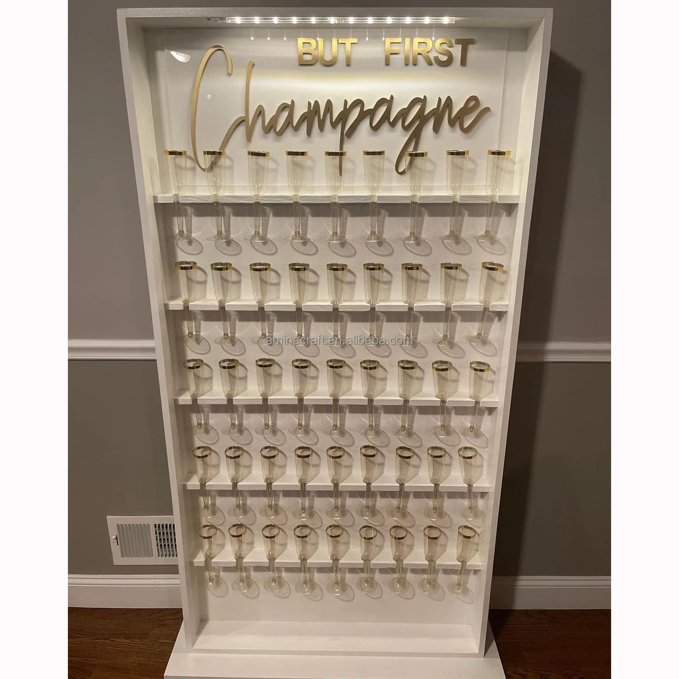 Wedding Baby Bridal Shower Donut Wall White Acrylic Wine Holder Prosecco Wall Display Rack