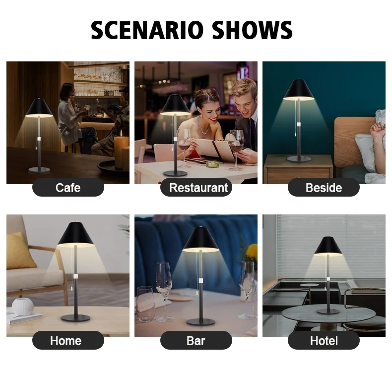 Hot Sale Adjustable Height Pull Chain Hotel Restaurant Rechargeable Led Table Lamp Lampada Tavolo Ristorante