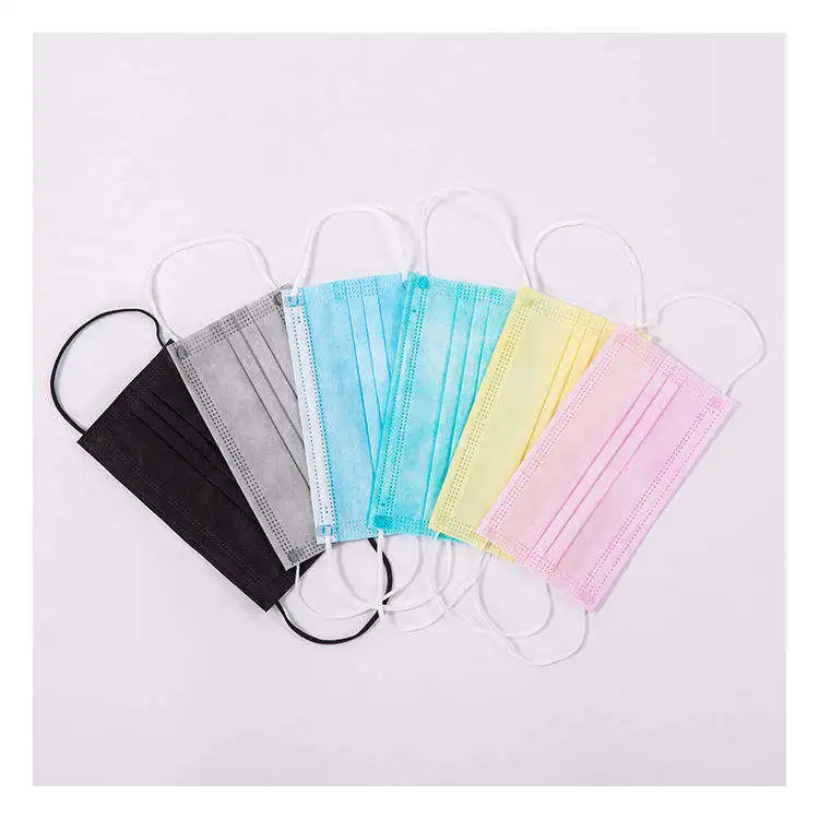 Good quality customized multiple colors disposable facemask non woven white 3ply medical surgical mask