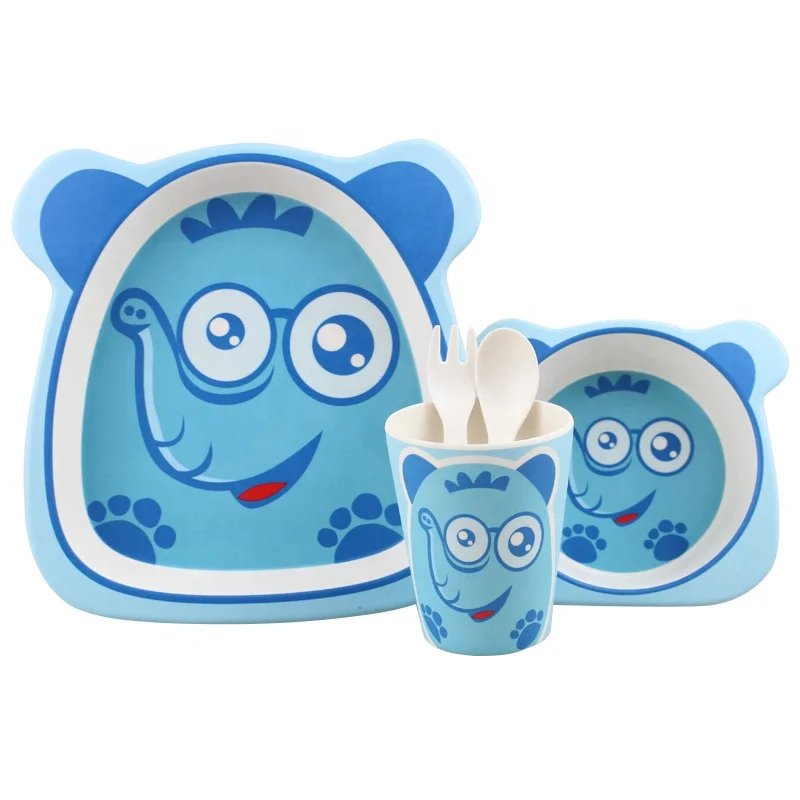 Factory Directly Sell Tableware with Bowl Plate Cup Fork Home Camp Bamboo Dinnerware Set For Kids