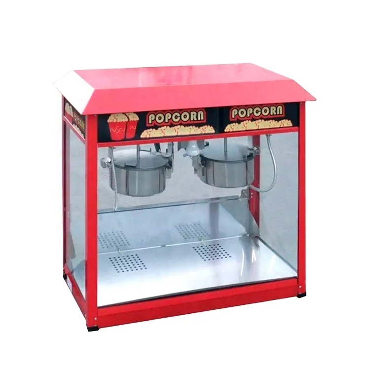 Guangzhou Hot sale Commercial 8Oz Kettle Pop Corn Making Machine Big Popcorn Machine with Food Warmer For Sale