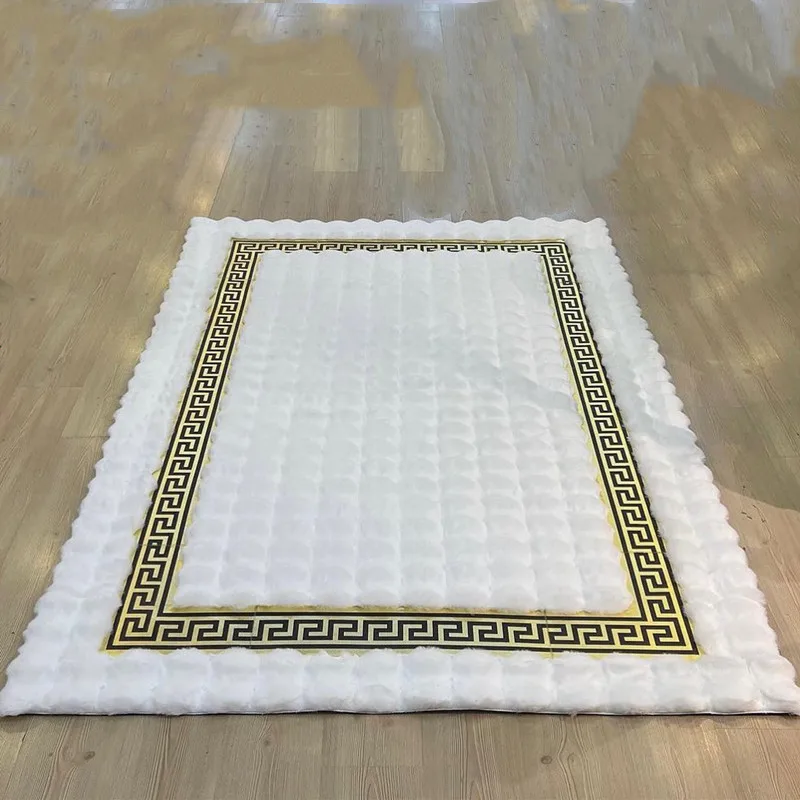 Home Decor Elegant Geometric Area Rug turkish Luxury Soft Shaggy runner rugs golden Plush Black Gold Faux Fur Large Floor Rug