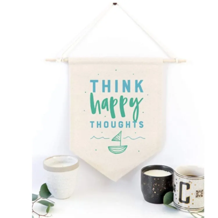 Пользовательский логотип сублимированный принт простой хлопчатобумажный холст висящий на стену баннер флаг