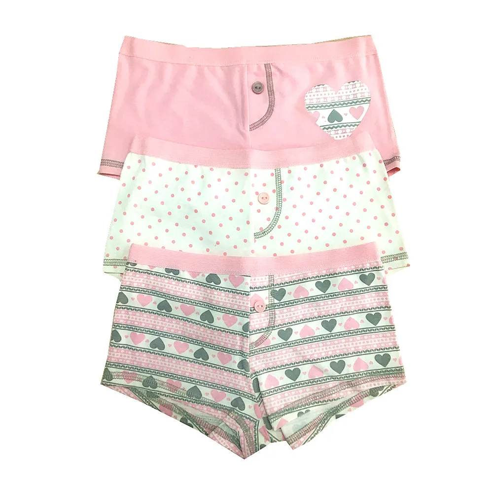 Pack of 3 Heart and Dot Print Junior Girl Panties Customized Children Underwear girls underwears