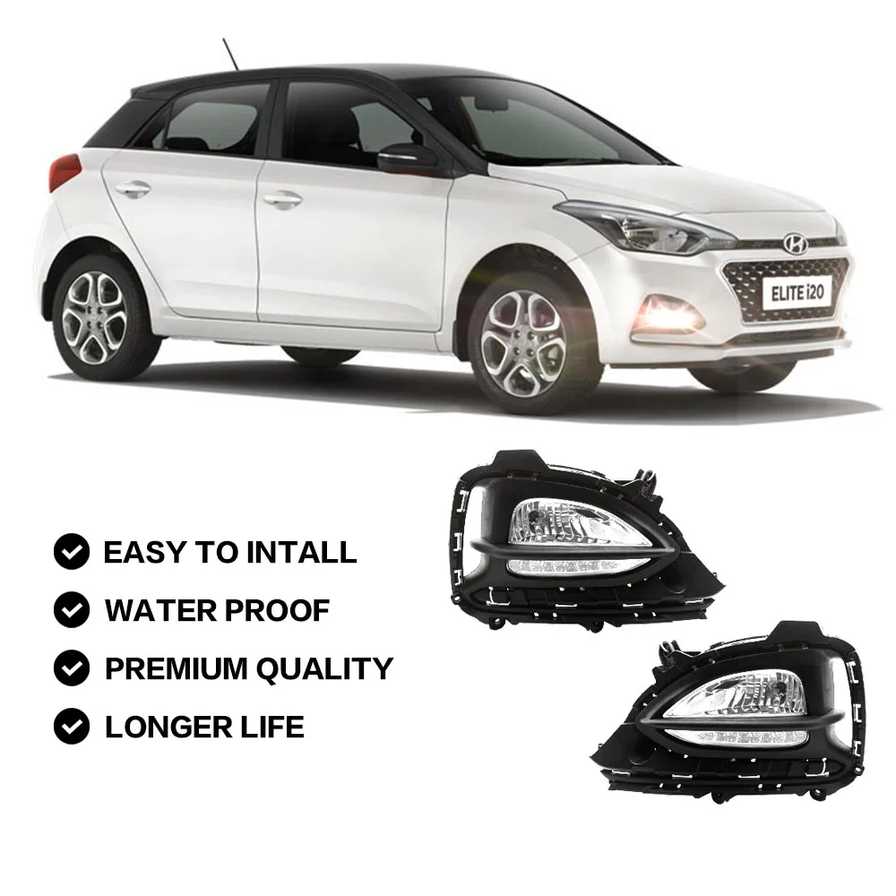 car led fog lights with daytime running light for Hyundai I20 Elite parts 2018 2019 2020 2021 2022
