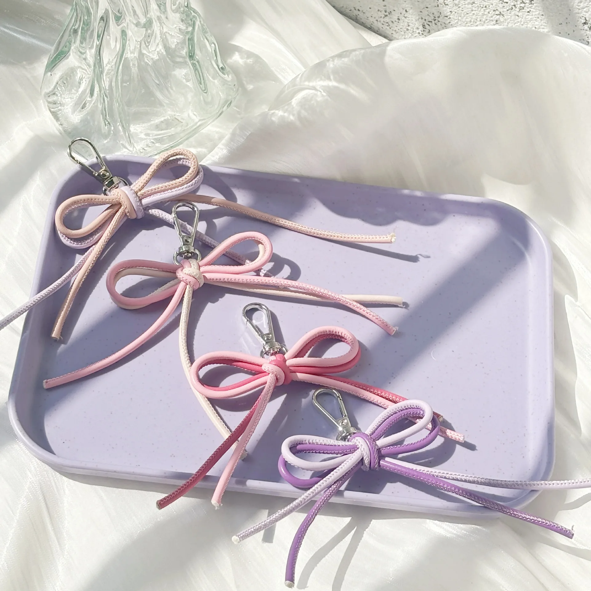 PU Simple Rope Knot Bow Knot Key Ring Hanging Bag Pendant  Cute Car Key Keychain