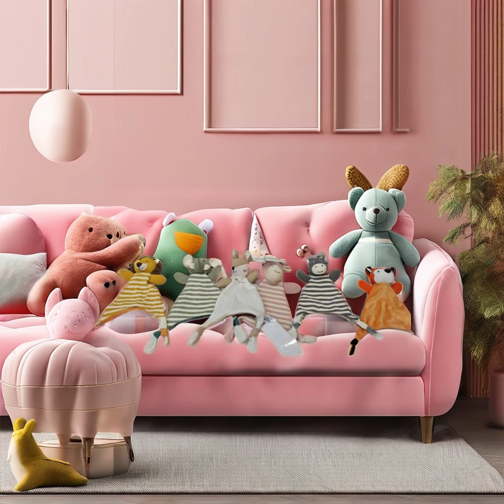 Custom baby towels in animal Elephant fox Lion toy shapes Environmentally friendly soft baby sleep soothing towels baby soft toy