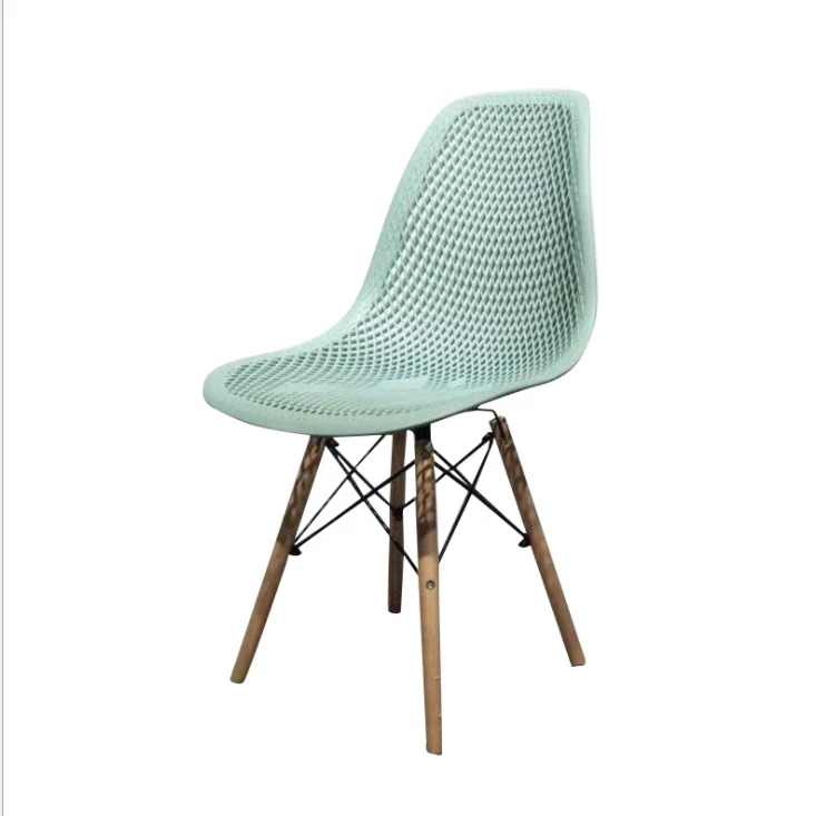 
Nordic Modern restaurant hotel cafe coffee shop dining side chair tower eiffel pyramid wood dowel legs plastic chair 