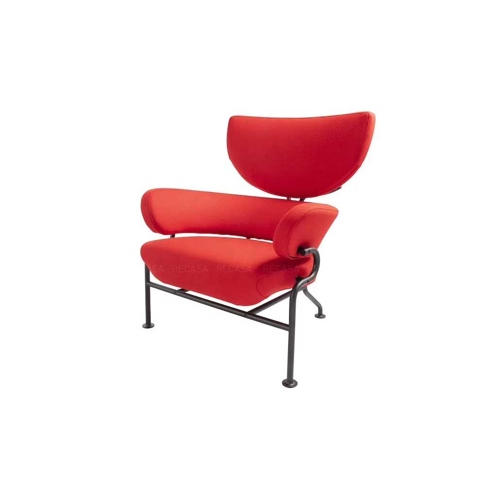 Mongolian Lamb Fur Armchair Sheepskin Leather Fabric Upholstery Metal Leg Cafe Library Swivel Armchair Sofa Single Seat Chair