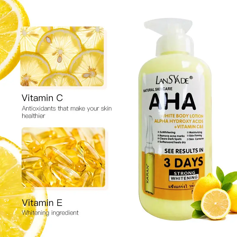 Wholesale Whitening Body Lotion Lightening Hydrating Body Milk AHA Vitamin C Shea Butter Nourish Skin Anti-aging