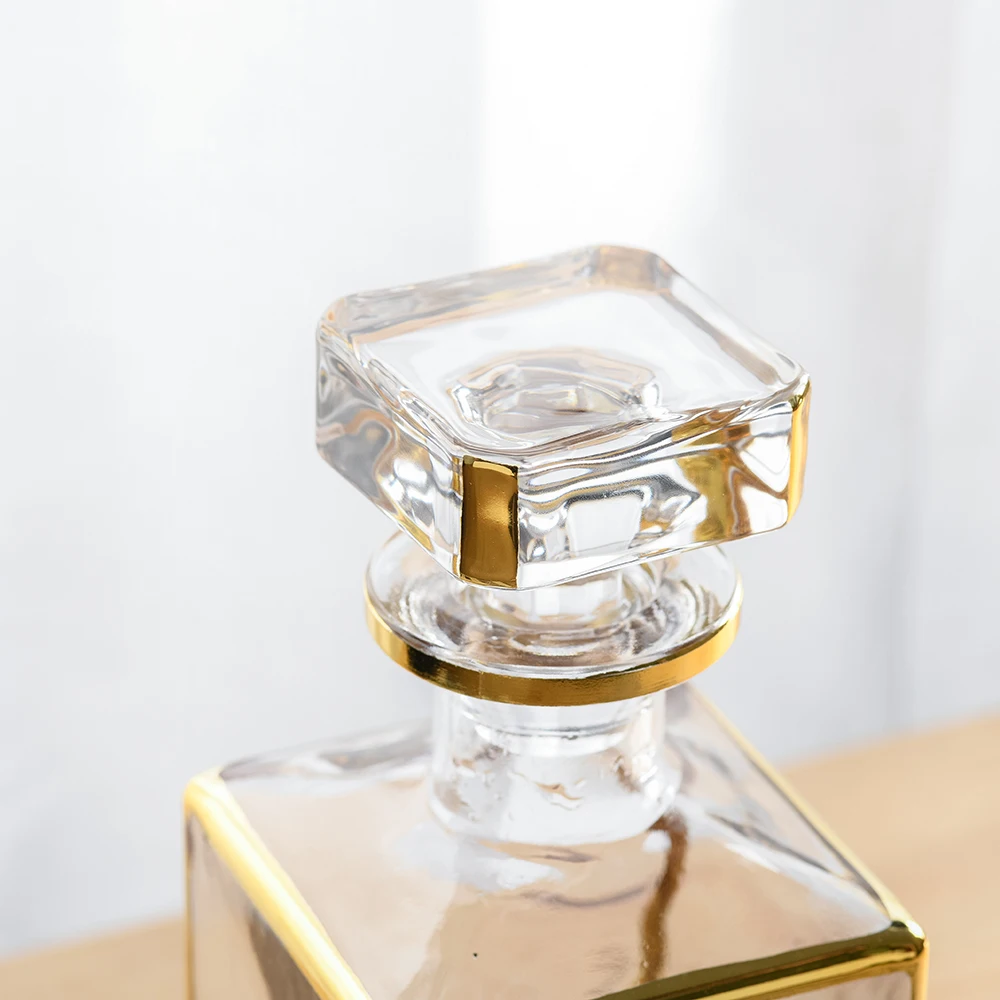 High End Creative Decanter Crystal Glass Wine Cup Set Plating gold Accept Logo Custom