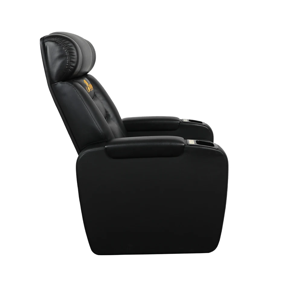 High quality VIP custom logo cinema theatre leather sofa seating with electric recliner and cup holder