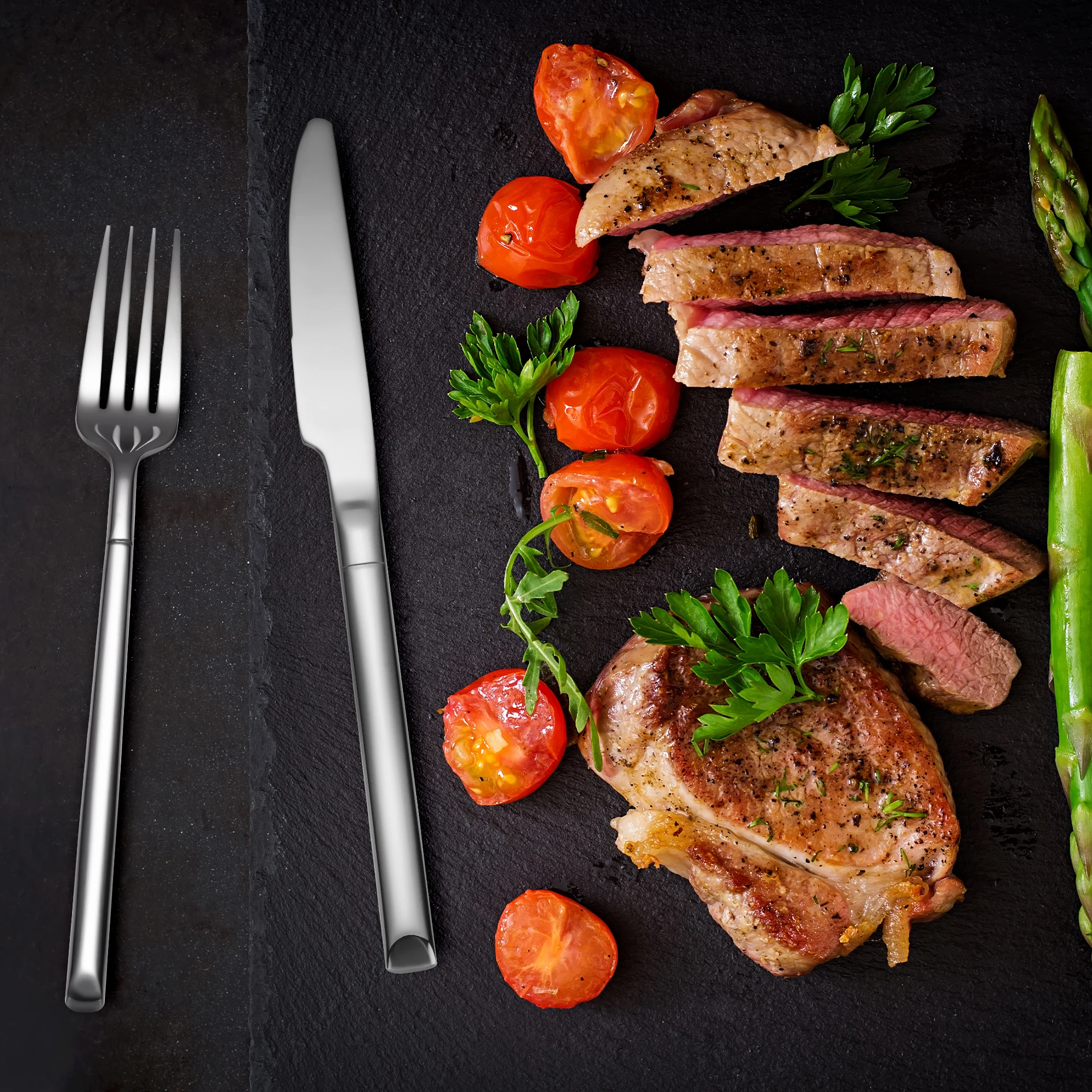 Higher Quality 5 Pcs Silverware 18/10 Stainless Steel Knife Spoon And Fork Cutlery Flatware Set For Wedding