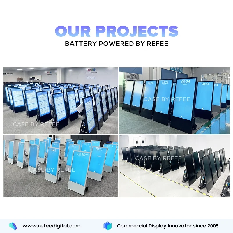 Outdoor Kiosk High Brightness IP65 Waterproof Floor Standing Battery Powered Movable Advertising Media Player Screen