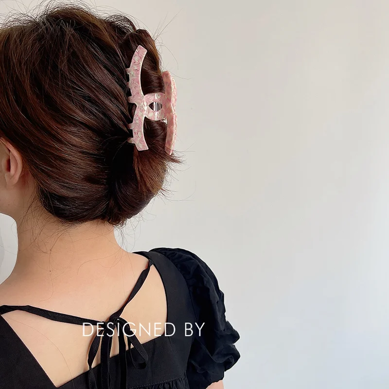 New  European Elegant Hairclip Cherry Blossom Pink Female Temperament High Quality Summer Sweet Acetate Hair Claw