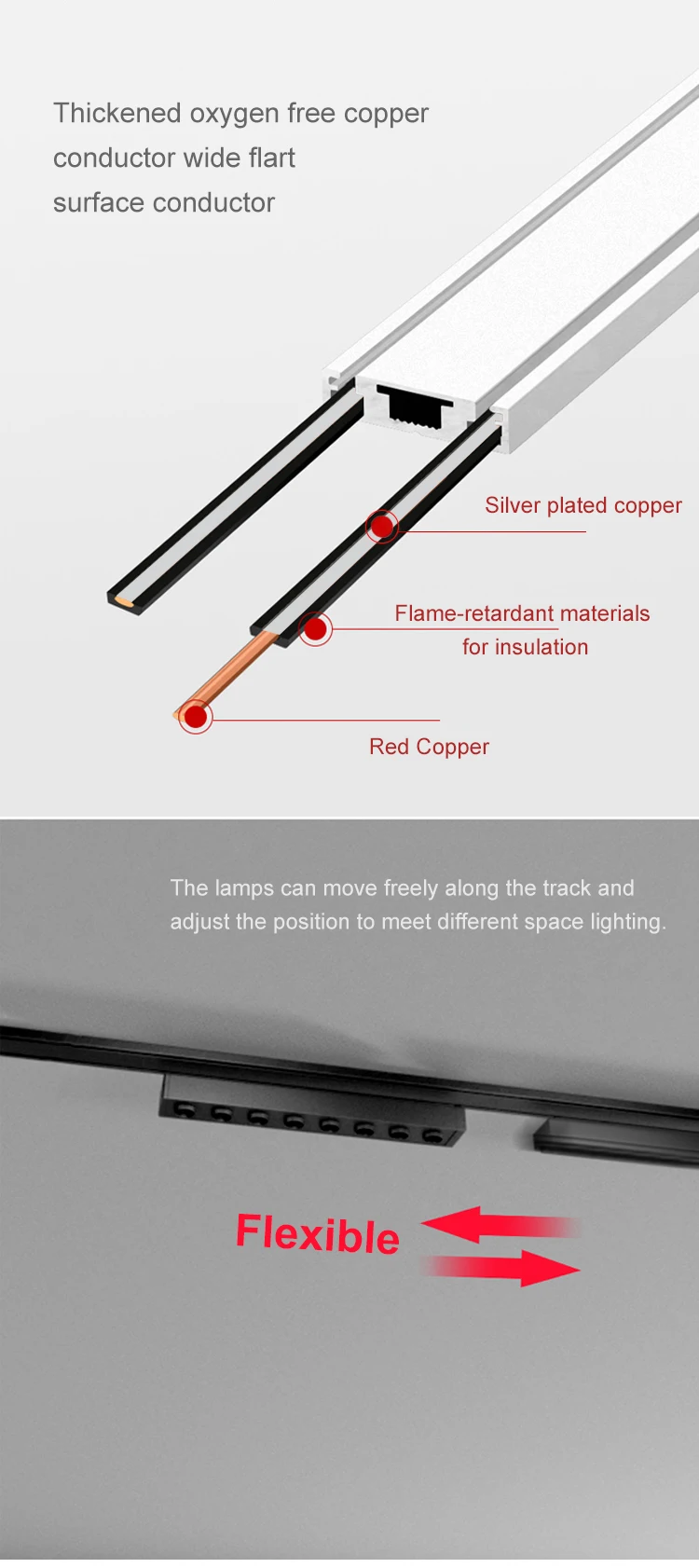 Ultra Thin Low voltage DC48v dali dimmable track lighting system adjustable led magnetic track light