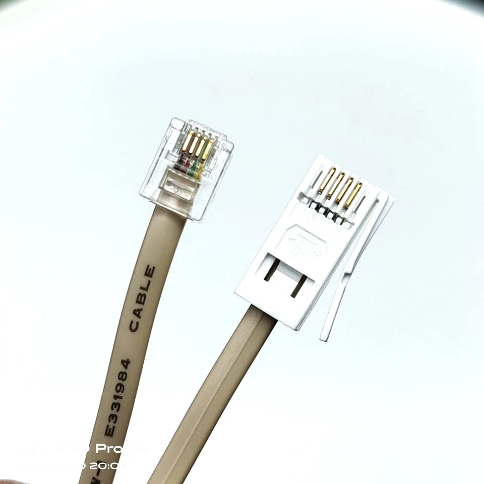 Telephone line plug to RJ11 cross telephone cable extension British BT plug to RJ11 cable